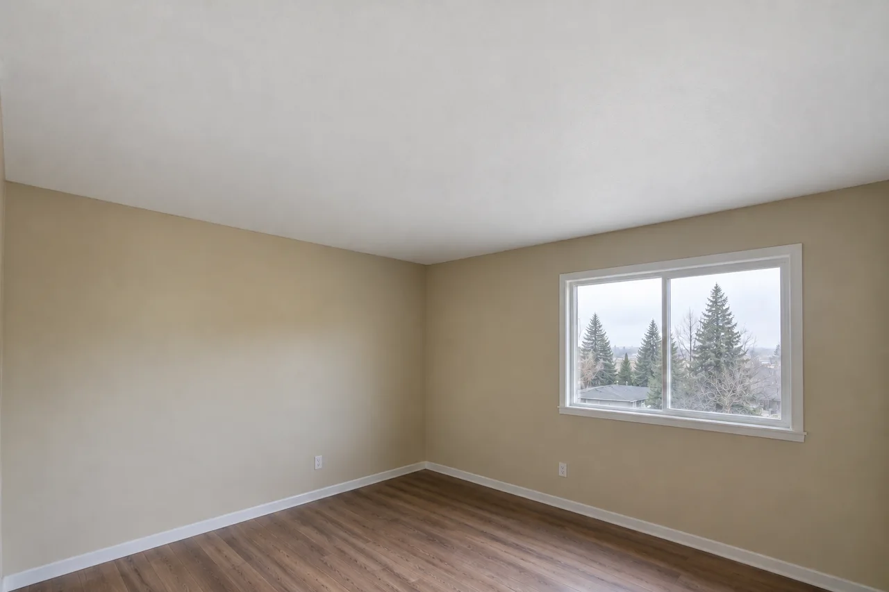 The same room with a smooth ceiling finish.